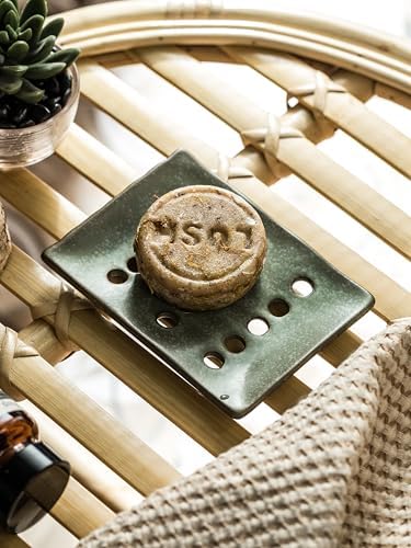 Ceramic Soap Dish for Shower, Bar Soap Holder with Self Draining