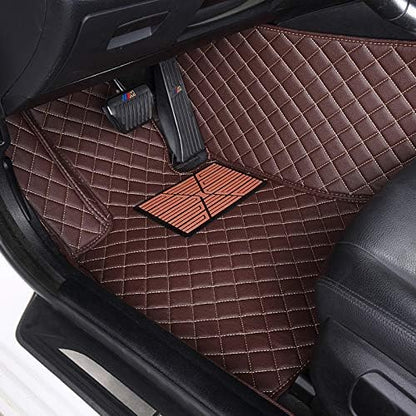 Custom Floor Mats for Cars fit 95% Sedan SUV Sports Car Full Coverage All Weather Men Women Pads Protection Non-Slip Leather Floor Liners (Black and Yellow Stitching)