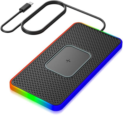 Cordless Car Charging Pad for Chevrolet Blazer/Blazer EV/Bolt EUV/Colorado, 5W/7.5W/10W/15W/20W Charging, Trim-to-Fit Non-Slip Phone Charging Mat with 8 Ambient Light Modes, 100cm Cable