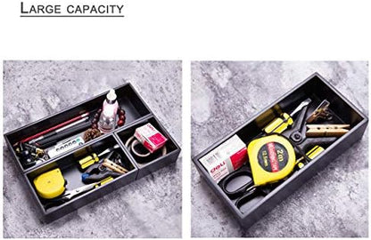 Bamboo Box for Drawer Organizer Box for Kitchen Storage Boxes for Small Accessories, Black 8"*4"