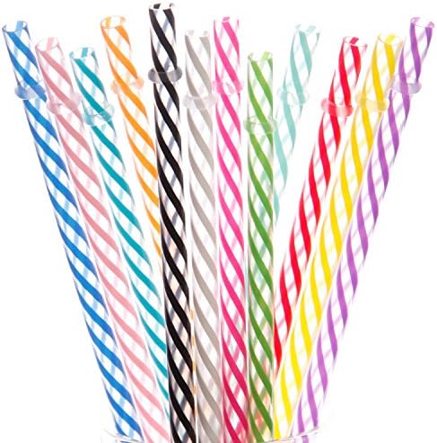 Dakoufish 12 Piece 11 Inch Reusable Plastic Thick Replacement Straws for 16 OZ 20 OZ 30 OZ Stanley,YETI,Starbucks, Owala Tumblers with Brush (11inch, Mix 12color)