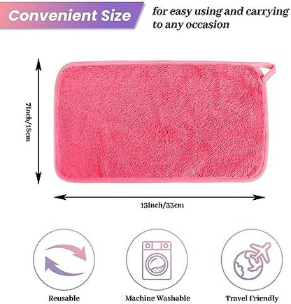 Reusable Makeup Remover Cloths 8 Pack, Ultra Soft Microfiber Facial Cleansing Cloths, Washable Makeup Remover Towels for All Skin Types,13x7 inch,Pink