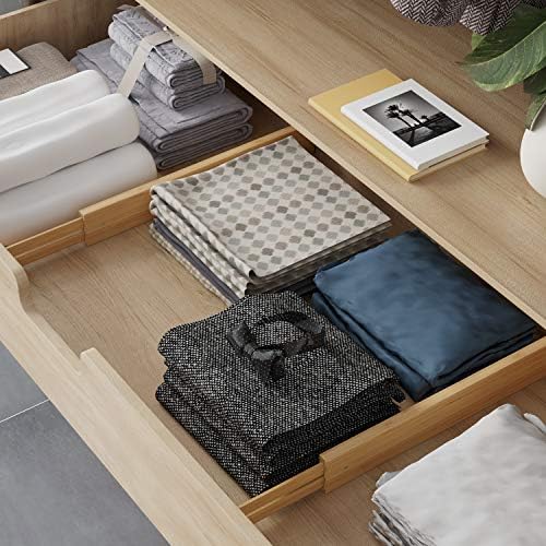 BAMEOS Bamboo Expandable Drawer Dividers – Fits 16.6"–22" Drawers, 2" High, Set of 4 | Spring-Loaded Bamboo Separator for Kitchen Island, Bathroom Vanity & Dresser Drawers