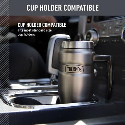 THERMOS Stainless King Travel Mug with Handle, 16oz, Midnight Blue
