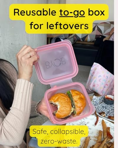 BYOB Collapsible Silicone Food Containers with Attached Lids – Reusable To-Go & Leftover Containers, Platinum Silicone, Leak-Resistant – 4 Pack (White/Pink)