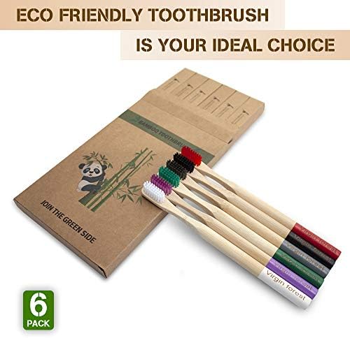 Virgin Forest Bamboo Toothbrushes 6pk, Soft BPA Free Travel Set