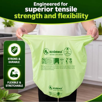 1.6 Gallon Certified Compostable Food Scrap Bags, Handle Tie (120 Bags), Small Kitchen Compostable Trash Bags, BPI Certified, TÜV OK Compost HOME Certified, Meets ASTM D6400 (120 ct.)