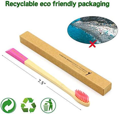 Virgin Forest Bamboo Toothbrushes 6pk, Charcoal Bristles BPA Free