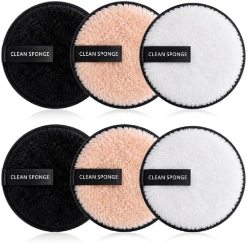 6 Pcs Double-Sided Facial Cleansing Pads Reusable Makeup Remover Pads