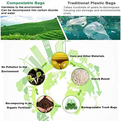 Compostable 3 Gallon Trash Bags, 100 Count