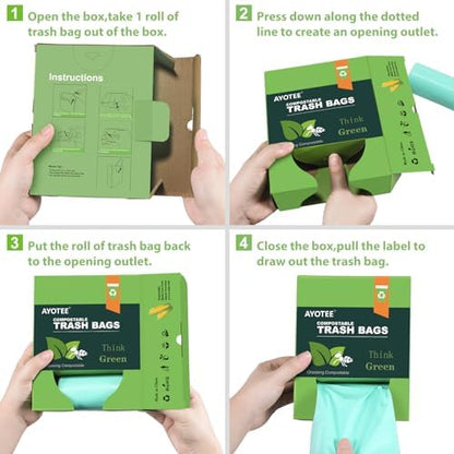 AYOTEE 1.2 Gallon Small Trash Bags Compostable Garbage Bags, 125 Count