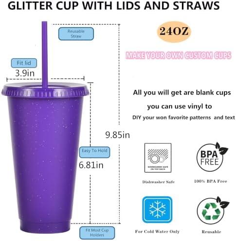 Suertestarry Tumbler with Straw and Lid,Water Bottle Iced Coffee Travel Mug Cup,Reusable Plastic Cups,Perfect for Parties,Birthdays,24oz-5 Pack (Solid Color, 10 pack)