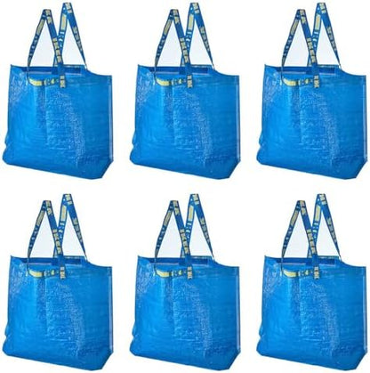 IKEA 603.017.07 FRAKTA Medium Shopping Bags (Set of 6), Blue, 55 lb Max. Load, 10 Gallon Volume, Easy to Keep Clean, Takes Up Little Space to Store as It Folds Flat