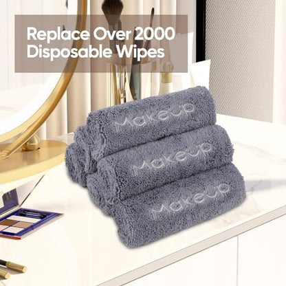 HOMEXCEL Makeup Remover Cloth 6 Pack, Grey Facial Wash Cloth 13x13 Inch