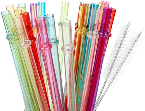 25 Pack 10.5" Plastic Reusable Replacement Drinking Straws