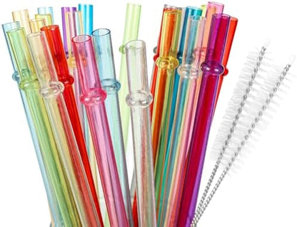 25 Pack 10.5" Plastic Reusable Replacement Drinking Straws