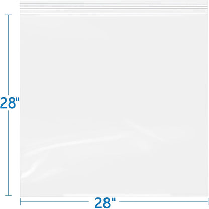 iMailer- 28" x 28" 50 Pack- 2 Mil Resealable Zip Bags- Clear Plastic Bags with Zip Top Lock for Storage, Organizing, Crafts, Travel