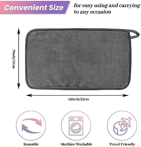 Makeup Remover Cloth Pack of 8, Soft Microfiber Makeup Remover Towels,13x7 inch Reusable Facial Cleansing Cloths for All Skin Types,Gray