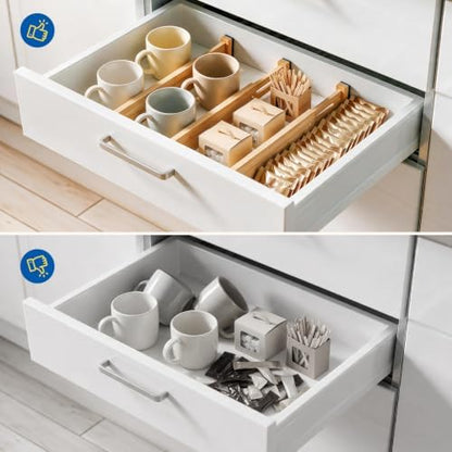 4 Pack 4" Deep Bamboo Drawer Dividers, 12-17" Expandable Kitchen Organizers