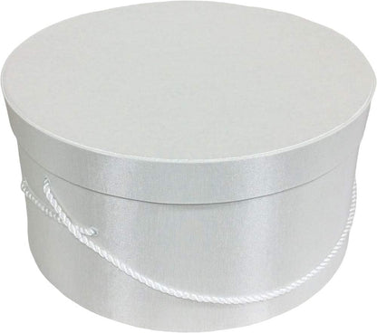 Sarah's Hat Boxes Classic White Hat Box – 11" x 5.5" (Dia. x Ht.) Handmade in USA – Odorless Non-Toxic Adhesive, Cording Handle – Premium Storage for Hats & Accessories