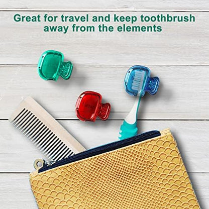 Mspan Toothbrush Head Cover Cap: Tooth Brush Protector Cute Plastic Clip Pod Compatible with Standard & Electric Toothbrush - Travel Case for Traveling & Home - 4 Packs