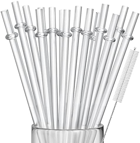 15 Pieces 10 Inch Clear Reusable Plastic Replacement Drinking Straws, Fit for 24 oz 32oz 40oz Mason Jars, Tumblers, BPA Free Unbreakable Drinking Straws with Cleaning Brush