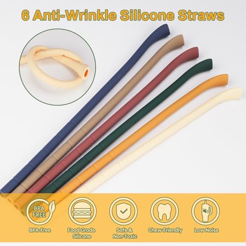 NiHome 6PCS Silicone Anti-Wrinkle Straws Fit for Stanley 40oz 30oz Tumblers