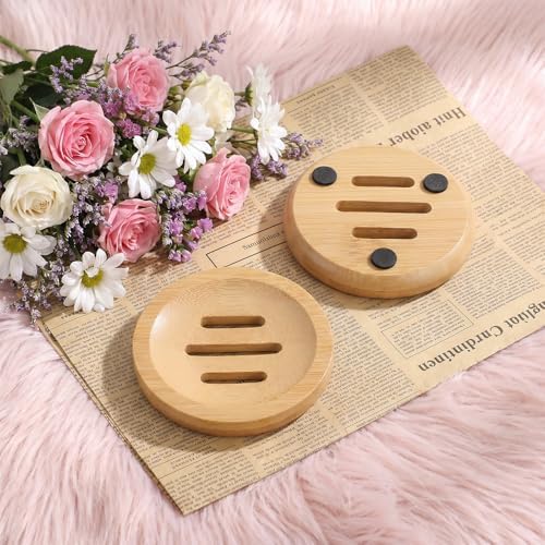 Ymapinc 2PCS Bamboo Soap Holder for Bathroom