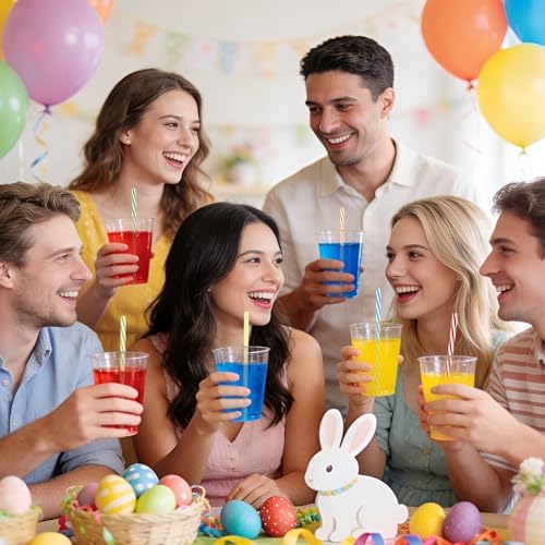 100 Reusable Stirrer Straws,Assorted Color Plastic Stripe Drinking Straws