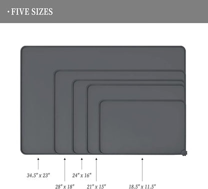 Reopet Waterproof Pet Feeding Mat with High Raised Edges, Heavier and Thicker Placemats for Cat Dog Water Bowl with BPA Free, Dogs Cats Food Mats for Messy Drinkers to Prevent Spill and Protect Floors