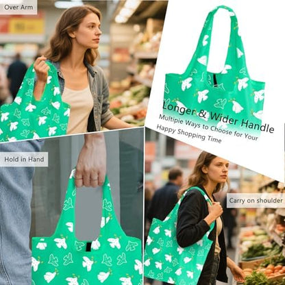 WFK Reusable Grocery Bags With Storage Box, Foldable Shopping Totes
