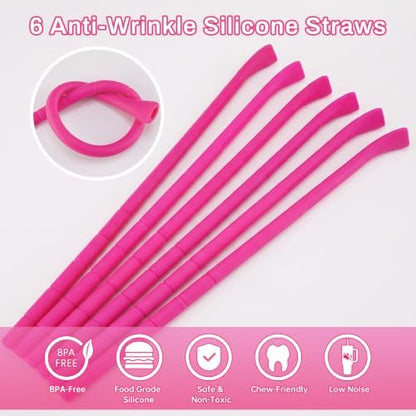 NiHome 6PCS Silicone Anti-Wrinkle Straws Fit for Stanley 40oz 30oz Tumblers