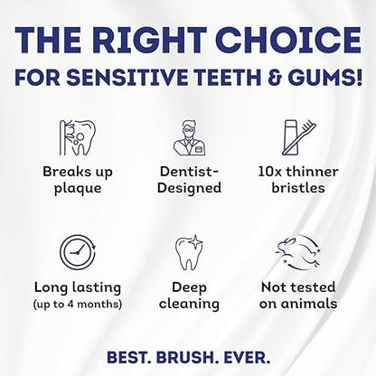 MOUTHWATCHERS Soft Manual Toothbrush, Adults, Flossing Bristles, Blue