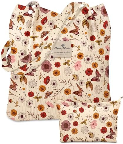 Miss Adola 2 Pack Corduroy Tote Bag with Pouch for Women