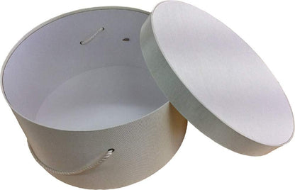 Sarah's Hat Boxes Classic Ivory Hat Box – 11" x 5.5" (Dia. x Ht.) Handmade in USA – Odorless Non-Toxic Adhesive, Cording Handle – Premium Storage for Hats & Accessories