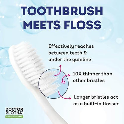 MOUTHWATCHERS Soft Manual Toothbrush, Adults, Flossing Bristles, Rose