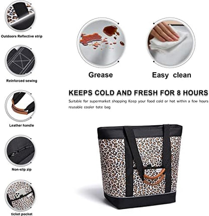 Insulated Cooler Bag Reusable Grocery Tote Bags Transport Large Lunch Box for Women