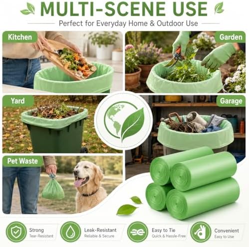 20 Gallon Compostable Trash Bags- 75L Compostable Organic Garbage Bags 100 Count,Large Biodegradable Bags for Household/Garden/Kitchen