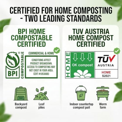OrangeBio 8 Gallon Compostable Trash Bags, 100 Count, BPI Home Certified