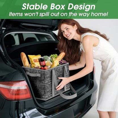Fab totes Reusable Grocery Bags, Large Foldable Shopping Tote Bags with Reinforced Handles & Hard Bottom,6 Pack, Black