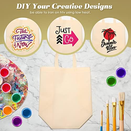 Reginary 50 Pcs Reusable Tote Bags Shopping Bags Non Woven, Beige