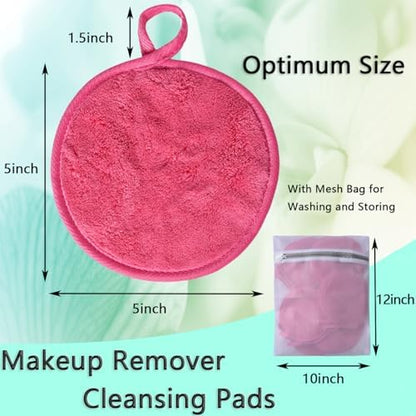 Large Reusable Makeup Remover Pads Face Cleaning Pad 5"x 5" Pink 24 Pack