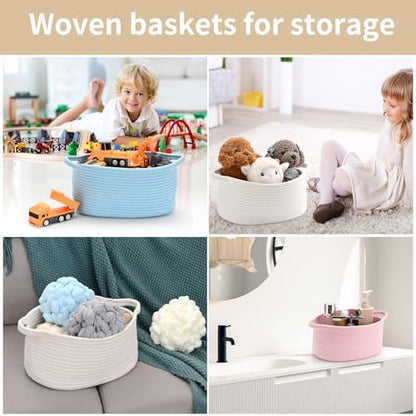 Happyiren Medium Woven Cotton Rope Basket, Empty DIY Gift Basket for Burr