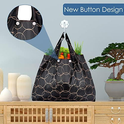 KINGMAS Reusable Grocery Bags, Eco-Friendly Folding Tote Shopping Bag fits in Pocket, Washable Waterproof Nylon Pouch Bags