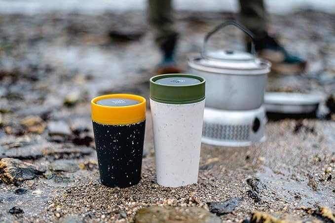 Circular and Co Reusable Coffee Cup 12oz/340ml - The World's First Travel Mug Made from Recycled Coffee Cups, 100% Leak-Proof, Sustainable & Insulated (Cream & Honest Green)
