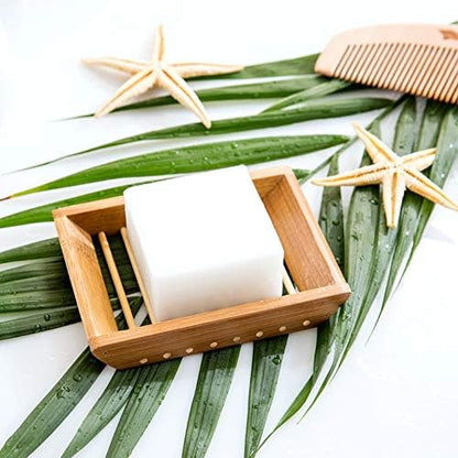 Kaxich 2 Pack Bamboo Wooden Soap Dish Shower Soap Storage Holder Saver Soap Tray Plate for Bathroom Shower Vanities Kitchen Sink