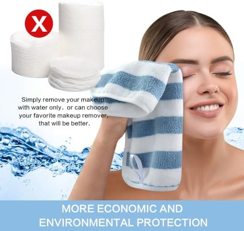 Microfiber Facial Cloths Fast Drying Washcloth 12x12inch Stripes 6 pack