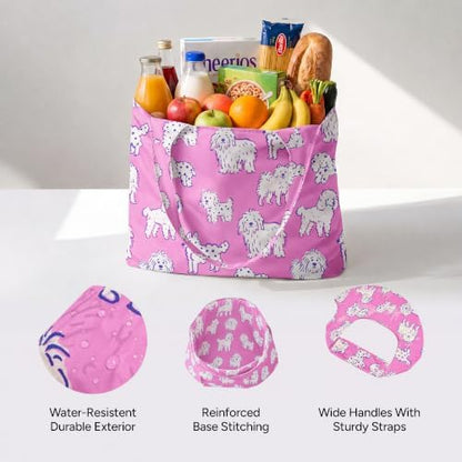 Stelle Lightweight Reusable Grocery Bag with Handles Ripstop Nylon Foldable Tote Shopping Bags for Travel and Groceries