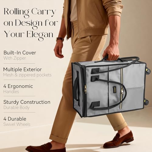 PASMAN Reusable Foldable Rolling Grocery Bag on 4 Wheels,Small,Matte-Grey
