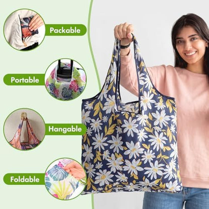 Paterr 50 Pack Reusable Grocery Bags Foldable Shopping Tote